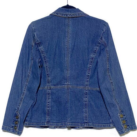 St Johns Bay Blue Jean Jacket Youth Girl's Size Petite Large Button Up - Picture 2 of 7